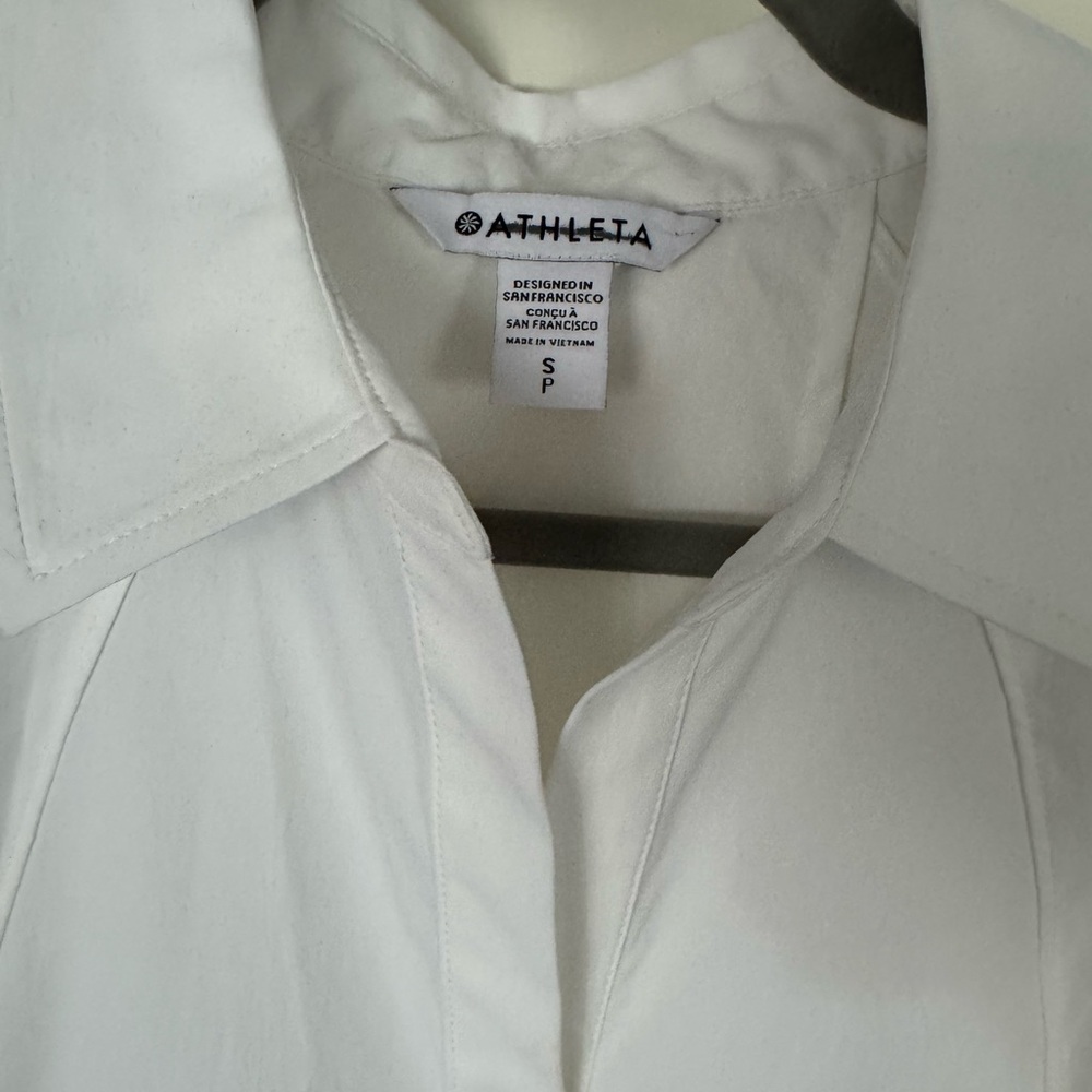 ATHLETA Performance Poplin Dress Small White #601542 Has Pockets - Picture 5 of 5